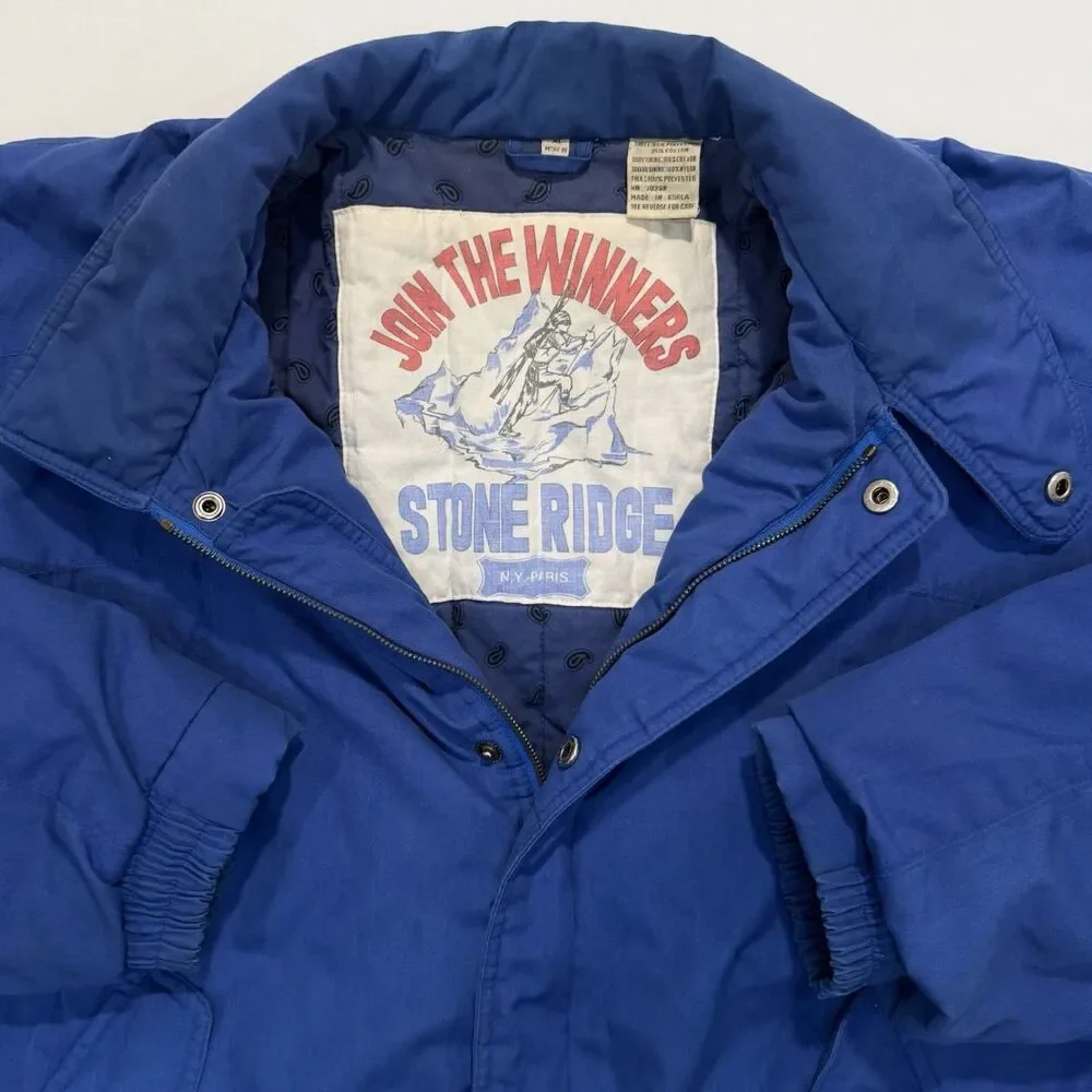 Vintage 80s Blue Stone Ridge N.Y. Paris Bomber Ski Jacket Sz XL Join The Winners